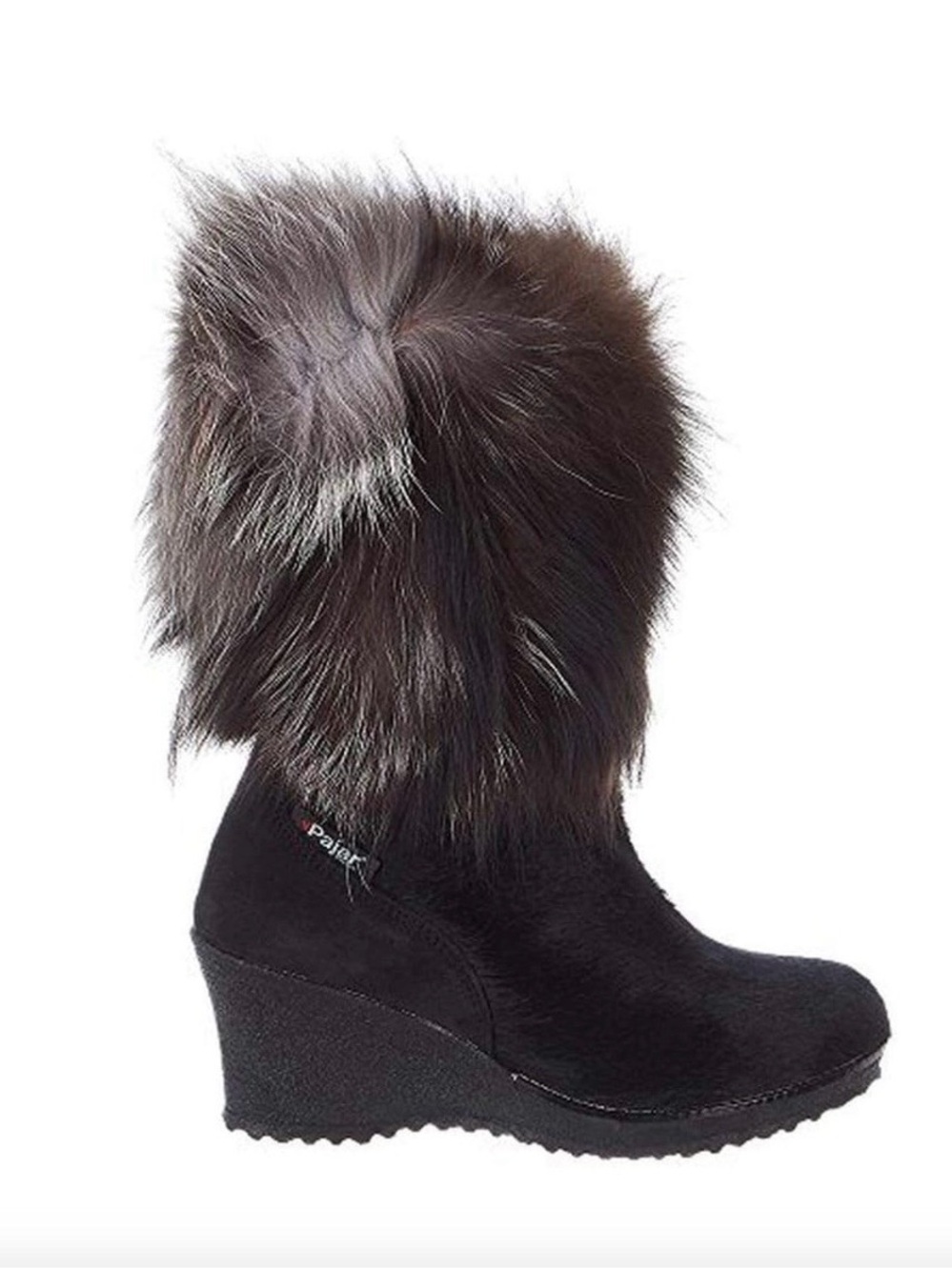 Pajar Wool Lined Fox Fur and Calf Skin Waterproof Wedge Boots Size 37